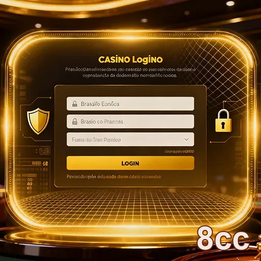 Página de login do cassino 8cc, com design moderno e acessibilidade para os jogadores.
