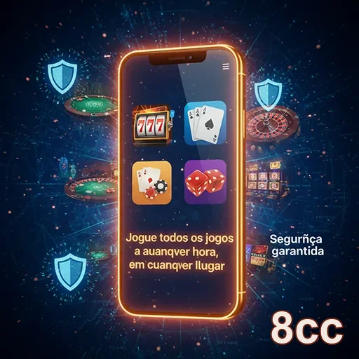 Imagem de celular jogando jogos de cassino no 8cc, mostrando diversão e entretenimento.